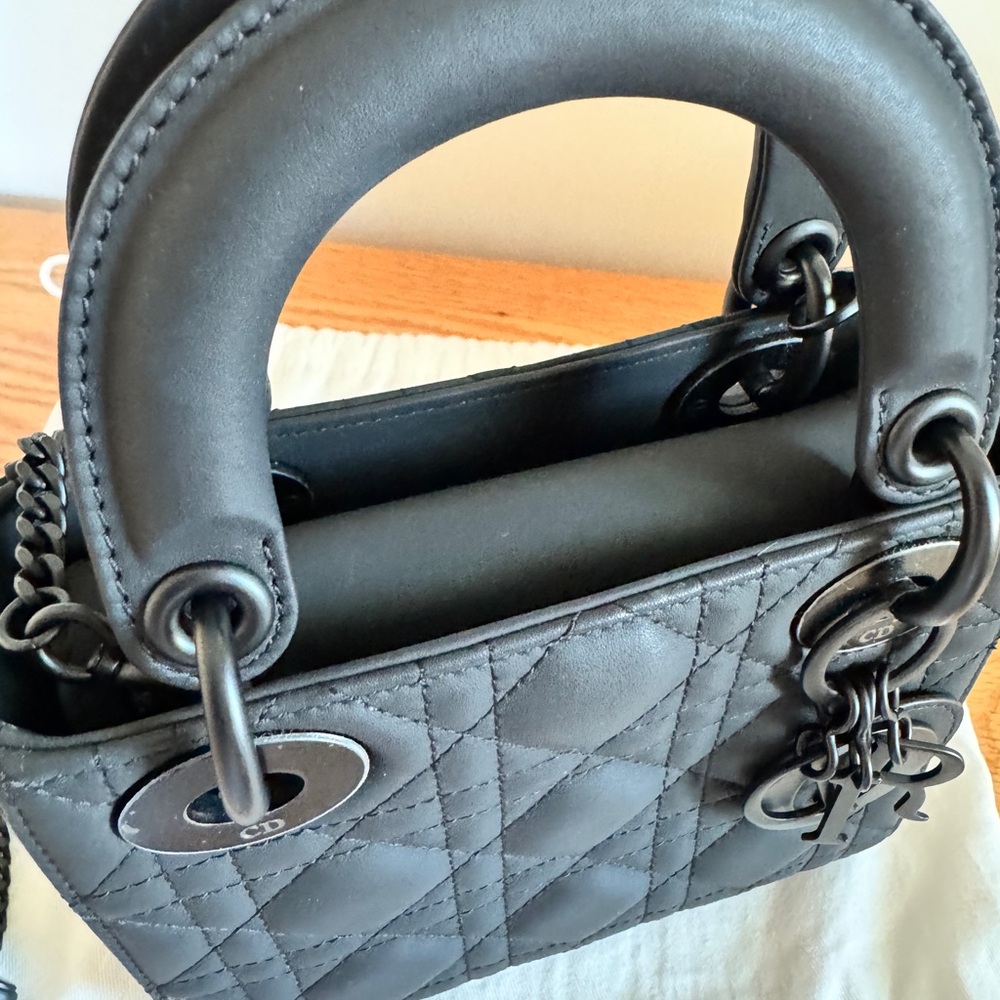 Dior Matte Black Quilted Lady Dior Bag with Chain Strap - Picture 8 of 10